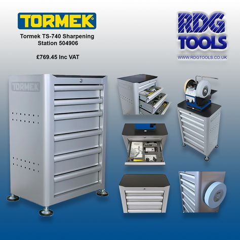 Tormek TS-740 Sharpening Station 504906 Tormek have designed a sharpening station that is compatible with both the T-7 and T-4 models. The purpose-built drawers are designed to fit with the Tormek accessory kits. These offer convenient storage for all the jigs and accessories needed for sharpening all kinds of edge tools. 👇👇 https://www.rdgtools.co.uk/acatalog/Tormek-TS-740-Sharpening-Station-504906-TS740-for-T7-T4-T8-grinders-Cabinet--504906.html #tormek #rdgtools #tormeksharpening #tormek... Sharpening Station, Drawers, Engineering, Models, Tools, Design