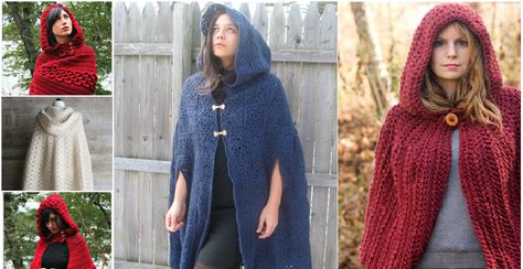 Today we want to present you one more crochet thing that will help you stay warm in the cold winter. Crochet Hooded Cape, Cape Pattern Free, Hooded Cape Pattern, Crochet Hooded Scarf Pattern, Cloak Pattern, Crochet Hooded Scarf, Crochet Hood, Crochet Cape, Hooded Cape