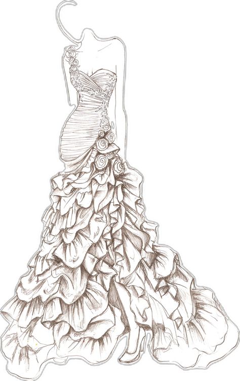 Dress Pencil Drawing, Wedding Sketch, Wedding Dress Drawings, Wedding Dress Illustrations, Fashion Sketchbook Inspiration, Wedding Dress Sketches, Illustration Wedding, Georges Chakra, Dress Illustration