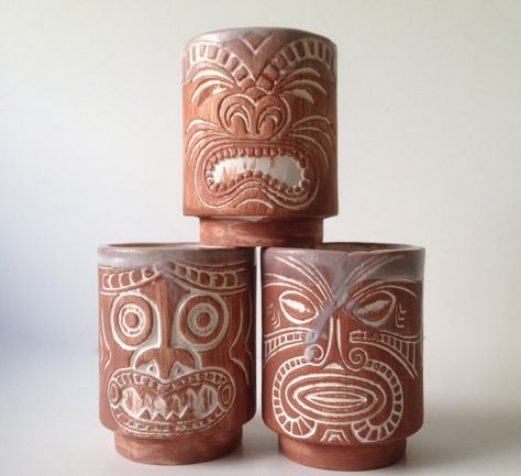 Tiki Cups, Tiki Glasses, Vintage Cocktails, Tiki Mugs, Tiki Bar Decor, Tiki Lounge, Enchanted Tiki Room, Tiki Art, Tiki Drinks