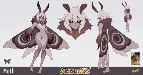 Insect Oc, Moth Girl, Cute Moth, Girl Oc, Monster Concept Art, Fantasy Creatures Art, Mythical Creatures Art, Creature Concept Art, Character Sheet