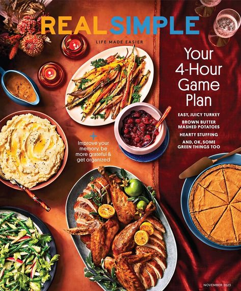 Real Simple November 2023 Butter Mashed Potatoes, Better Homes And Gardens Magazine, Real Simple Magazine, Housekeeping Tips, Thanksgiving Feast, Magazine Subscription, Real Simple, Brown Butter, Better Homes And Gardens