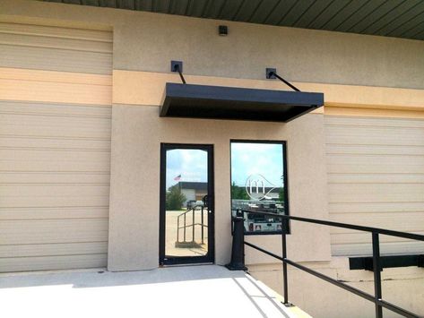 modern window awning Front Doors Black, Metal Door Canopy, Metal Awnings, Awning Ideas, Front Door Awning, Front Door Canopy, Porch Awning, Door Awning, Aluminum Awnings