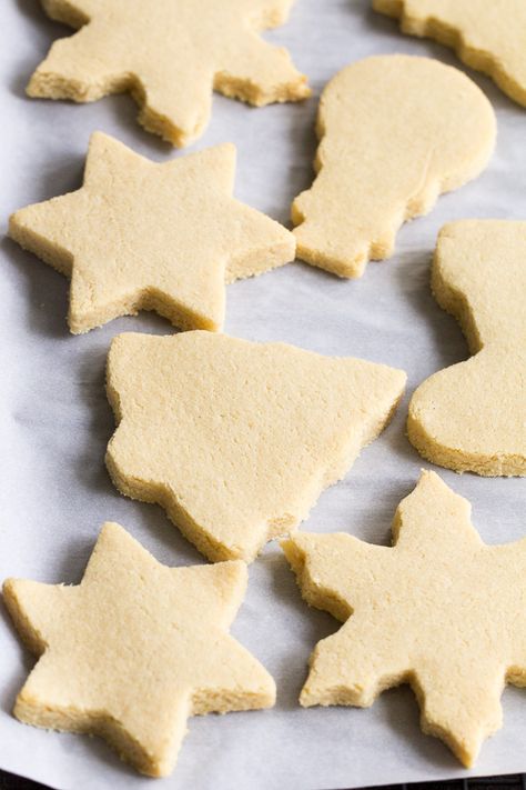 These easy cut-out Paleo Sugar Cookies are made with almond and coconut flour and sweetened with honey.  The perfect sugar cookies for the holidays that no one will guess are Paleo.  Grain free, refined sugar free, kid approved! Grain Free Sugar Cookies, Paleo Sugar Cookies, Paleo Christmas Cookies, Cream Cheese Sugar Cookies, Perfect Sugar Cookies, Gluten Free Sugar Cookies, Paleo Cookies, Paleo Baking, Paleo Sweets