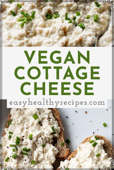 This vegan cottage cheese is a convincing, dairy-free alternative to traditional cottage cheese. Made from tofu and cashews, with a little nutritional yeast for cheesy flavor. If you're looking for vegan recipes for dairy foods, this homemade cottage "cheese" is perfect for adding to your arsenal. This vegan staple is perfect for including in your favorite recipes, or serving on a piece of toast with black pepper and chives. Vegan Cottage Cheese, Dairy Foods, Dairy Free Recipes Easy, Vegan Cheese Recipes, Cottage Cheese Recipes, Healthy Recipes Easy Snacks, Traditional Cottage, No Dairy Recipes, Sugar Free Recipes