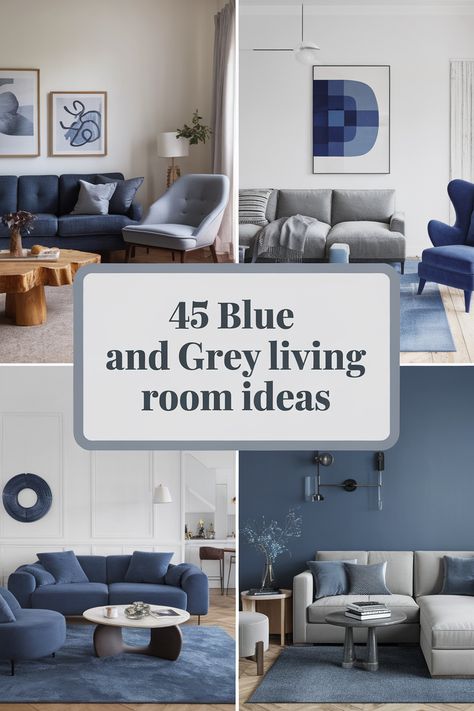 Embrace a modern and timeless aesthetic with blue and grey living rooms. This versatile color scheme offers a clean and sophisticated look. Explore 45 stunning ideas for incorporating various shades, textures, and styles. Whether you prefer a contemporary or traditional feel, find inspiration for your next living room makeover with blue and grey. Blue Gray Family Room, Gray Color Schemes Living Room, Gray And Blue Living Room, Blue Accent Wall Ideas, Grey Living Room Ideas Color Schemes, Grey Living Room Inspiration, Grey And Blue Living Room, Blue And Gray Living Room, Grey Coastal Living Rooms