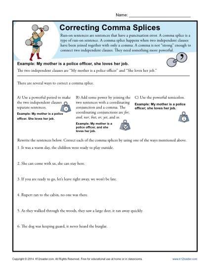 Time to correct some comma errors! Comma Worksheets, Comma Splice, Teaching Punctuation, Punctuation Activities, Complex Sentences Worksheets, Punctuation Worksheets, Run On Sentences, Teaching Secondary, Types Of Sentences