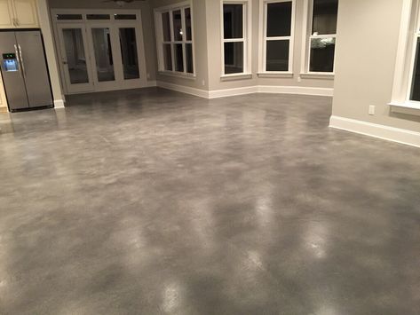 Polished Concrete Floor Living Room, Sealed Concrete Floor No Stain, Stained Concrete Floors Farmhouse, Kitchen With Concrete Floors, Concrete Basement Floor Ideas, Sealed Concrete Floor, Concrete Epoxy Floor, Finished Concrete Floors, Concrete Floors Living Room