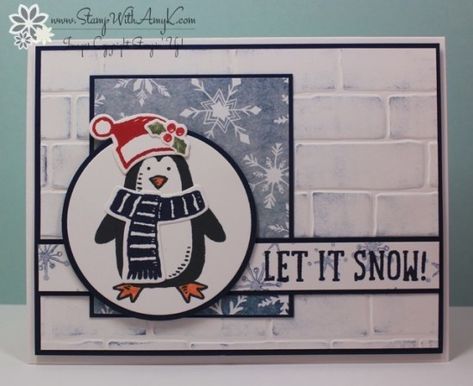 Penguin Christmas Cards, Penguin Cards, Snow Friends, Snow Place, Penguin Christmas, Snowman Cards, Tag Ideas, Stampin Up Christmas Cards, Stampin Up Christmas