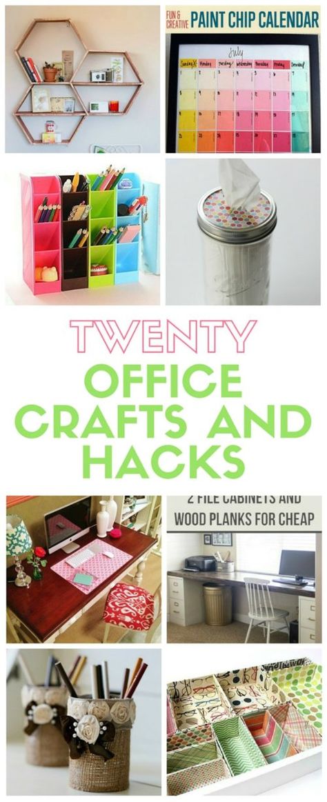 Organize your office space with these DIY office crafts and hacks. These ideas will leave your space functional, organized and a place you'll love to be! Paint Chip Calendar, Organization Crafts, Different Crafts, Diy Office Organization, Office Hacks, Closet Organization Diy, Wine Bottle Diy Crafts, Diy Office, Ideas Hogar