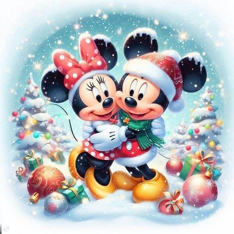 Disney Merry Christmas, Minnie Mouse Images, Minnie Mouse Christmas, Christmas Scenery, Mickey Mouse Wallpaper, Animated Christmas, Mickey Mouse And Friends, Mickey And Minnie, Mickey Minnie Mouse