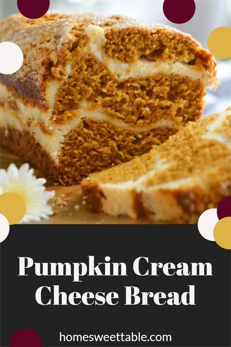 Pumpkin Cream Cheese Bread is soft, moist, and perfectly spiced pumpkin bread with ribbons of delicious cream cheese. The yummiest fall pumpkin treat! Banana Pumpkin Cream Cheese Bread, Easy Pumpkin Loaf With Cream Cheese, Gluten Free Pumpkin Cream Cheese Bread, Pumpkin Cream Cheese Bread Recipe, Pumpkin Cheesecake Bread Recipe, Joanna Gaines Pumpkin Cream Cheese Bread, Pumpkin Bread Recipe Cream Cheese, Sour Cream Pumpkin Bread, Pumpkin Cream Cheese Loaf