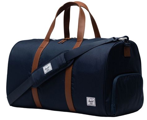 Travel tough and cleverly organized, this is the ultimate road trip duffle, built with our signature shoe compartment for that spare pair. Made with 100% recycled EcoSystem™ fabrics, it fits perfectly the overhead bin or the trunk of your car. Fit & Design: Dimension: 11.75"(H) x 20.5"(W) x 11"(D) Volume: 43L Waterproof zippered closure protects your essentials Low profile vegan leather handles Removable smooth webbing shoulder strap with EVA padding for comfortable carrying Side sleeve pocket S Herschel Duffle Bag, Herschel Bag, Black Duffle Bag, Sac Week End, Enjoy The Ride, Travel Duffel, Duffel Bags, Herschel Supply Co, Herschel Supply