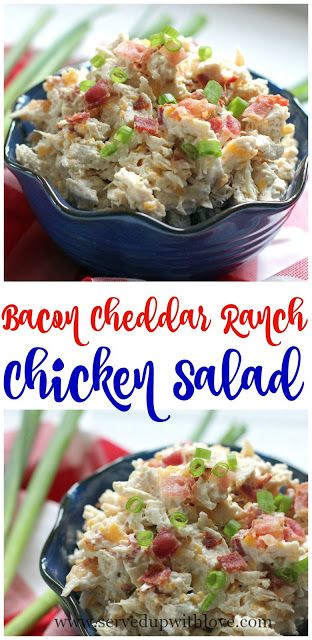 Bacon Cheddar Chicken, Ranch Chicken Salad Recipe, Cheddar Ranch Chicken, Ranch Chicken Salad, Salad Bacon, Easy Supper Recipes, Ranch Salad, Chicken Ranch, Cheddar Chicken