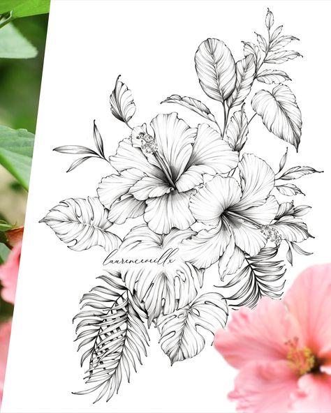 𝕳𝖎𝖇𝖎𝖘𝖈𝖚𝖘 𝖆𝖓𝖉 𝕸𝖔𝖓𝖘𝖙𝖊𝖗𝖆 tattoo design🌸🌿 All my tattoo designs are listed on my Etsy shop • Buy, download & bring to your tattoo artist ♡ Shop this design or hundreds of other ones by clicking link in bio 🤍 . . . . . . . #tattoodesign #tattoo #flowertattoo #hibiscustattoo #tropicaltattoo #monsteratattoo #hibiscus #plumeriatattoo #tropicaltattoo #finelinetattoo #lineworktattoo #hibiscustattoo #blacktattooart #blackworktattoo #illustration #darkart Fine Line Tropical Tattoo, Illustrative Flower Tattoo, Floral Tattoo Design Back, Monstera Leaves Tattoo, Tropical Floral Tattoo, Fine Line Hibiscus Tattoo, Hibiscus And Plumeria Tattoo, Hibiscus Tattoo Design, Leaves Tattoo Design