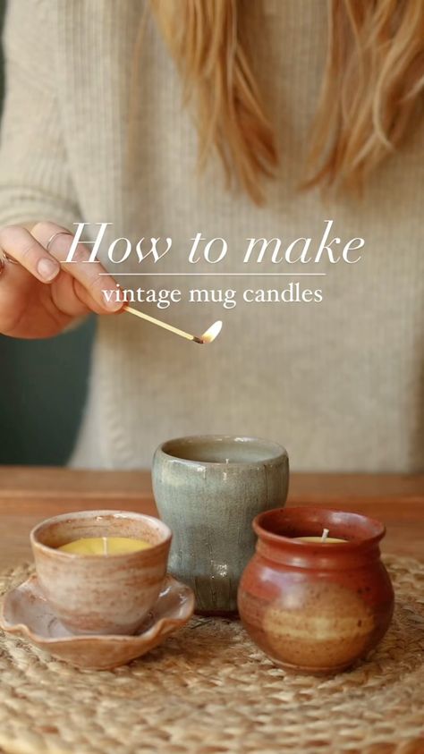 I love making beeswax candles in vintage mugs for a couple reasons: • They are one-of-a-kind beautiful candles • The mugs are forgiving for… | Instagram Good Candles, Making Beeswax Candles, Homemade Beeswax Candles, Candle Creative, Beeswax Candles Diy, Candles Making, Bee Wax Candles, Lotion Candles, Beeswax Taper Candles