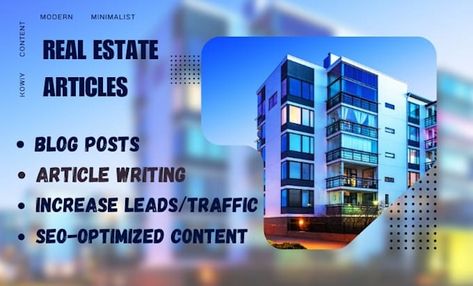 Expert Real Estate Article Writer | SEO-Optimized | Engaging Content    Are you looking for compelling, SEO-optimized real estate articles that drive traffic, rank Google, captivate readers and engage potential buyers or investors? I can help! With my expertise in real estate content writing and SEO, I deliver high-quality articles designed to increase your websites visibility and convert readers into leads. Article Writer, Real Estate Content, Real Estate Sign Design, Private Estate Wedding, Real Estate Articles, Google Ranking, Real Estate Humor, Real Estate Quotes, Engaging Content