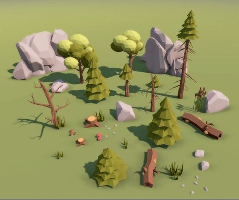 Low Poly trees rocks 3d Cinema, Low Poly Character, Low Poly Games, Isometric Art, Low Poly Art, Games Art, Low Poly Models, 3d Studio, 3d Modelle