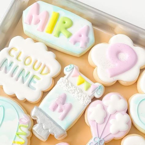 Katie The Cookie Lady LLC on Instagram: "☁️ this birthday girl is on cloud 9 ☁️ #cloudcookies #cloud9 #cloud9cookies #cloudnine #cloudninecookies #cloudninebirthday #cloud9birthday #sugarcookies #customcookies #birthdaycookies #royalicing #grandblanc #mimade" Cloud Nine Cookies Decorated, Cloud 9 Cookies Decorated, Cloud 9 Birthday Cookies, Cloud Nine Birthday Cake, On Cloud 9 Cookies, Cloud 9 Birthday Party Ideas Girl, Cloud 9 Cookies, On Cloud 9 Cake, On Cloud 9 Birthday Party