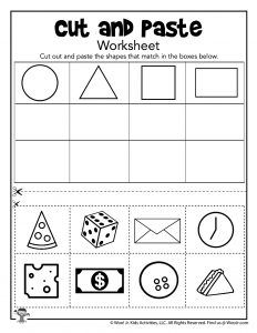 Cut and Paste Shapes Worksheets | Woo! Jr. Kids Activities Shape Sorting Activities, Shape Worksheets For Preschool, Curriculum Preschool, Shapes Worksheet Kindergarten, Preschool Activities Printable, Shape Activities Preschool, Shapes Kindergarten, Cut And Paste Worksheets, Spelling Rules