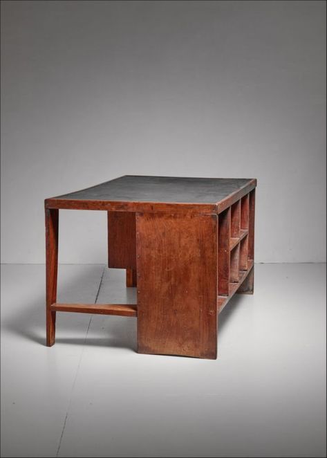 Pierre Jeanneret Chandigarh High Court clerk's desk, 1950s Pierre Jeanneret Desk, Le Corbusier Designs, Architects Desk, Library Desk, Desk Workspace, Furniture Build, Apartment Renovation, Pierre Jeanneret, High Court