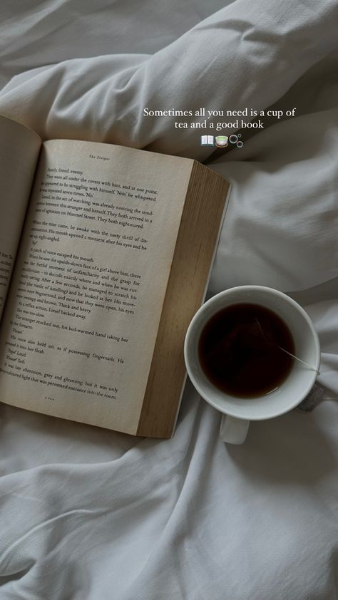 Book And Coffee Quotes, Tea Instagram Captions, Book Aesthetic Ig Story, Reading Aesthetic Instagram Story, A Cup Of Tea Aesthetic, Books Instagram Story Ideas, Book And Tea Aesthetic, Coffee Ideas Photography, Caption For Books