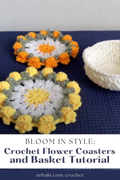 Get ready to add a touch of charm and color to your home decor with a delightful crochet flower coaster set in a beautiful basket. This step-by-step tutorial will guide you through the process of creating these adorable and practical coasters, along with a matching basket to hold them. To start, gather your materials—a selection of colorful yarn, a crochet hook, and a yarn needle. You'll also need a stitch marker to keep track of your rounds. The coaster pattern typically involves... Crochet Flower Coaster, Crafty Witch, Coaster Patterns, Crochet Coasters Free Pattern, Flower Coaster, Flower Coasters, Crochet Coaster Pattern, Crochet Coaster, Small Crochet