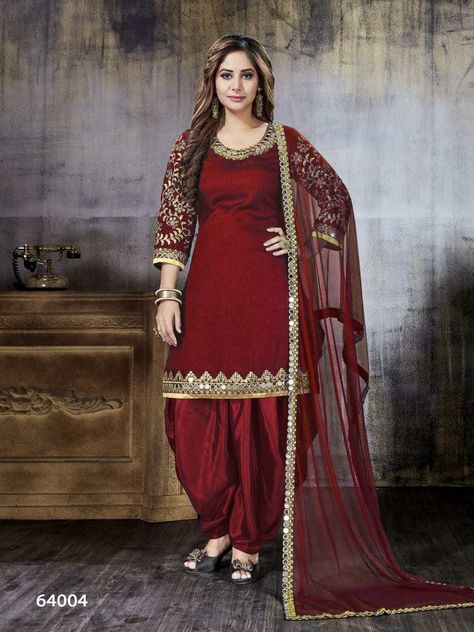 Aanaya Presenting series 64000 Beautiful festive collection of Salwar kameez  https://www.jhumarlalgandhi.com/portfolio/aanaya-presenting-series-64000-beautiful-festive-collection-of-salwar-kameez/ Contact on +919712677711 New Suits Designs For Women, Mehroon Suit Designs, Red Silk Suit, Punjabi Suits Patiala, Patiala Salwar Kameez, Patiala Salwar Suits, Patiala Suit, Indian Salwar Kameez, Punjabi Dress