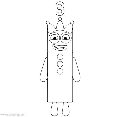 Numberblocks Coloring Pages Number 3. Numberblocks Printables Free, Numberblocks Coloring Pages, Block Birthday Party, Number Blocks, Free Preschool Worksheets, Christmas Card Art, Dinosaur Coloring, Colouring Printables, Printable Numbers