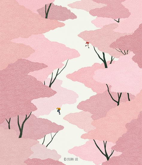 Cherry blossom on Behance Cherry Blossom Illustration Drawings, Sakura Illustration, Cherry Blossom Illustration, Outdoors Tattoos, Quotes Outdoors, Cherry Blossom Drawing, Celebrities Quotes, Japan Cherry Blossom, Cherry Blossom Design