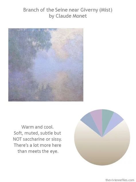 Capsule wardrobe color palette inspired by Branch of the Seine by Claude Monet French Minimalist, Build A Capsule Wardrobe, Art Motivation, The Vivienne Files, Vivienne Files, Wardrobe Color, The Last Laugh, Acrylic Painting Lessons, Monet Paintings