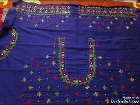 Kachu Work Blouse Designs, Work Blouses Latest, Kutch Work Designs Blouses, Sadu Work, Kutchwork Designs, Mirror Blouse Design, Blue Blouse Designs, Mirror Work Blouse Design, Kutch Work Designs