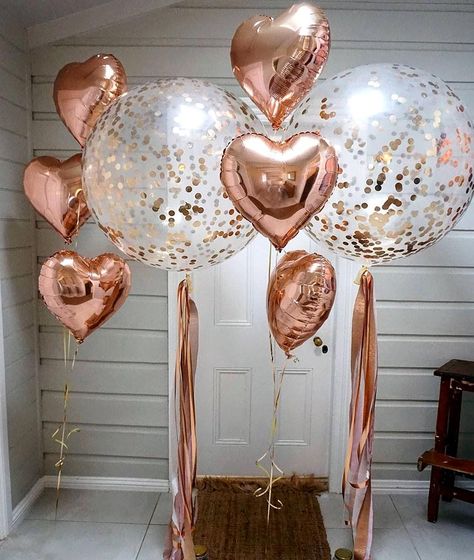 Clear Balloons With Confetti, London Birthday, Balloon Bundle, Birthday Room Decorations, 21st Birthday Decorations, Gold Confetti Balloons, Gold Birthday Party, Rose Gold Party, Birthday Balloon Decorations