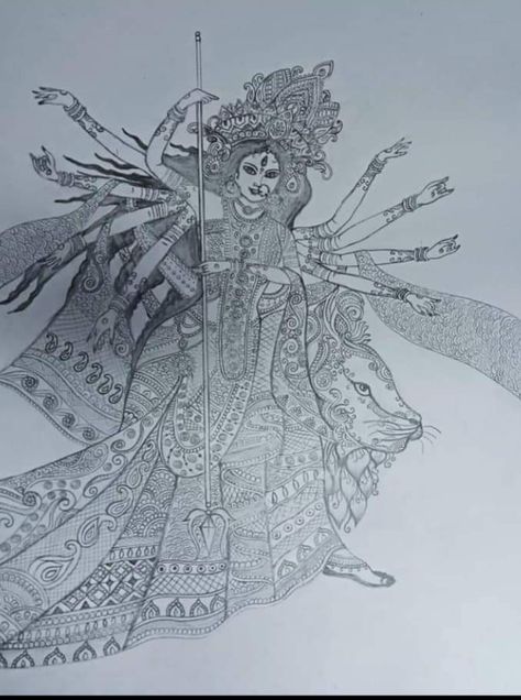 Pencil Sketch Draw Mandala, Maa Durga, Durga Maa, Learn How To Draw, Mandala Drawing, Pencil Sketch, Mandala Art, To Draw, Art Gallery