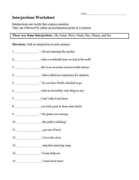 Interjections Worksheets Interjections Worksheet, Conjunctions Worksheet, Types Of Poems, Preposition Worksheets, 6th Grade Worksheets, 5th Grade Worksheets, Ela Worksheets, Worksheets For Grade 3, 7th Grade Ela