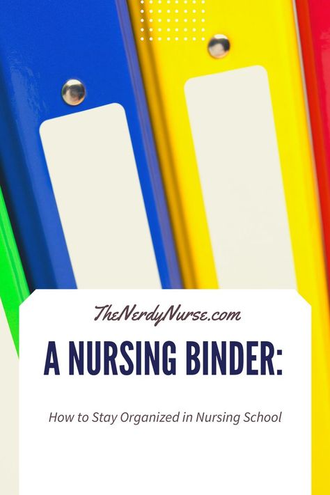 A Nursing Binder: How to Stay Organized in Nursing School. A nursing binder is so important. This one tool can keep you organized in nursing school and help you locate all your notes quickly.   #thenerdynurse #nurse #nurses #nursingschool #nursetips #studentnurse Nursing Binder, Binder Organization School, Nursing Student Organization, Nursing School Prep, Nursing School Supplies, Nursing School Organization, Nerdy Nurse, Nurse Organization, Knot Hairstyles