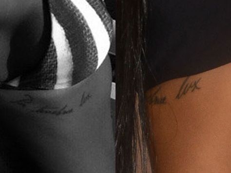 Cassie's tattoo: Latin "post tenebras lux" meaning "light after darkness" Cassie Tattoo, Cassie Salazar Tattoos, Nessa Barrett Tattoo Arm, Nessa Barrett Delicate Tattoo, Sza Supermodel Tattoo, Cassie Album Cover, Last Name Tattoos, Ankh Tattoo, Bum Tattoo