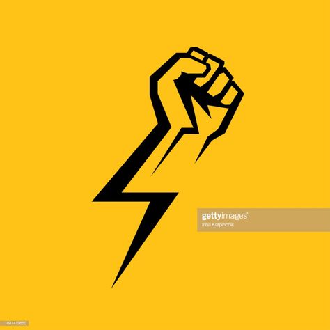 Fist Tattoo, Hero Symbol, Logo Portfolio, Energy Symbols, Lightning Logo, Power Logo, Hero Logo, Hand Symbols, Hands Icon