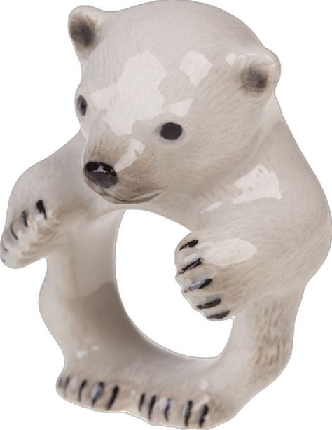 Baby Polar Bear, Bear Ring, Baby Polar Bears, Dope Jewelry, Funky Jewelry, Painted Porcelain, Hand Painted Porcelain, Porcelain Painting, Pretty Jewellery