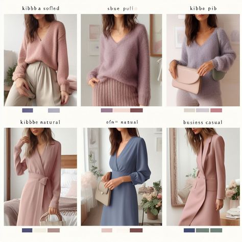 Shaded Soft Summer Outfit, Muted Pink Outfit, Soft Summer Clothes Aesthetic, Soft Summer Outfit Ideas, Soft Summer Outfits Wardrobes, House Of Colour Summer Outfits, Soft Summer Winter Outfits, Muted Color Outfits, Muted Summer Color Palette