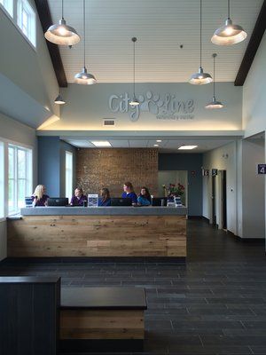 City Line Veterinary Center, Moline IL Vet Clinic Color Scheme, Veterinary Office Design, Modern Veterinary Clinic, Veterinary Clinic Design Receptions, Veterinary Clinic Ideas, Vet Clinic Design, Veterinary Clinic Design, Vet Office Decor, Hospital Ideas