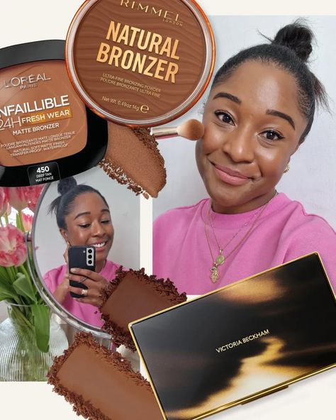 Best Bronzers For Dark Skin Tones 2023: Rimmel, Charlotte Tilbury Bronzer For Brown Skin, Bronzer On Dark Skin, Bronzer For Black Women, Foundation Dark Skin, Bronzer Dark Skin, Bronzers For Dark Skin, Rimmel Natural Bronzer, Best Bronzer, Matte Bronzer