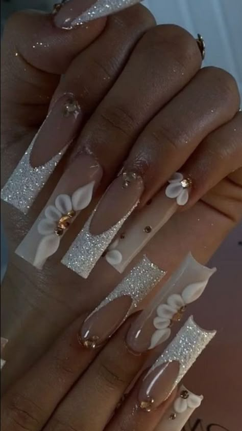 40+ Latina Nails We See All Over Pinterest 2024 14 Nails Acrylic For November, Nails Design Ideas Rhinestones, Acrylic Nail Designs Hoco, 2024 Square Nails, Square Latina Nails, Wedding Nails Extra, Acrylic Nails Ideas Square Long, Nail Latina, Nail Inspo Quince