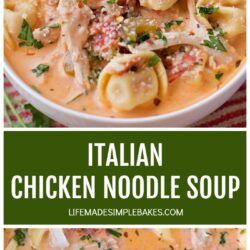 Chicken Noodle Soup Slow Cooker, Italian Slow Cooker Chicken, Italian Chicken Noodle Soup, Slow Cooker Chicken Noodle, Slow Cooker Chicken Noodle Soup, Creamy Italian Chicken, Chicken Noodle Soup Crock Pot, Crockpot Meal, Garlic Spinach