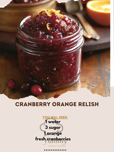 🍊🍇 Dive into a burst of flavors with our Cranberry Orange Relish - a zesty and refreshing holiday delight! 🌟 Cranberry Orange Relish Ingredients: - 12 oz fresh cranberries - 1 orange (zested and juiced) - 3/4 cup sugar - 1/4 cup water Instructions: 1. Rinse cranberries and place in a saucepan. 2. Add orange juice, zest, sugar, and water. 3. Cook over medium heat until cranberries pop. 4. Simmer for 10 minutes until thickened. 5. Let cool and refrigerate before serving. 👩‍🍳 Give your holid... Cranberry Orange Relish Recipes, Cranberry Orange Relish, Best Cranberry Sauce, Cozy Fall Recipes, Cabbage Roll Soup, Cranberry Relish, Relish Recipes, Frozen Cranberries, Festive Drinks