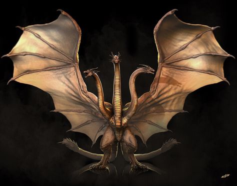 ArtStation - King Ghidorah 2019 King Ghidorah 2019, King Ghidorah, Godzilla, Online Art Gallery, Art Gallery, Art Design, Abstract Artwork, Sculpture, Art