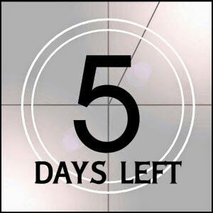 Rochester Recovery Film Festival 2014: Only 5 Days Left to Get Your Early Bird Discount W... 5days To Go Countdown Birthday, 5 Days Until My Birthday, 6 Days To Go Countdown Birthday, 6 Days Left Countdown Birthday, 5 Days Left Countdown For Birthday, 5 More Days Countdown, 5 Days Left Countdown, 9 Days To Go Countdown Birthday, 5 Days To Go Countdown Birthday