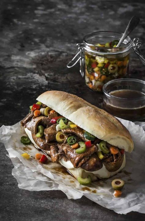 Chicago Italian Beef, Italian Beef Sandwich, Italian Beef Sandwiches, Doner Kebab, Italian Beef, Beef Sausage, Beef Sandwich, Delicious Sandwiches, Chapati