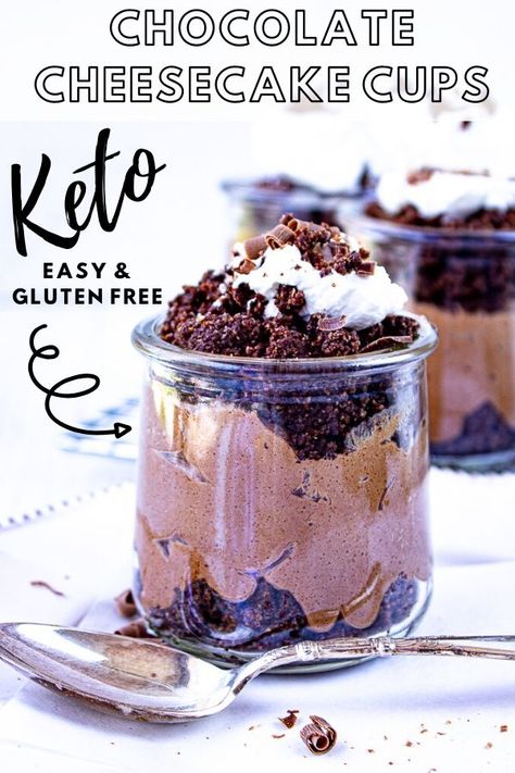 Low Carb Chocolate Cheesecake, Chocolate Cheesecake Cups, Keto Budget, Keto Kids, Cheesecake Cups Recipe, Kids Desserts, Keto And Gluten Free, Keto Favorites, Budget Desserts