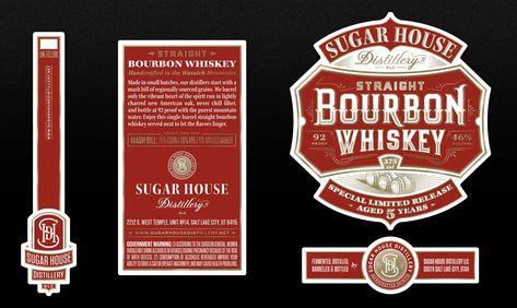 Sugar House Distillery :: Behance Vodka Label Design, Whiskey Label Design, Vodka Labels, Whiskey Label, Whiskey Distillery, Wine Logo, Gin Bottle, Alcohol Bottles, Gin Bottles